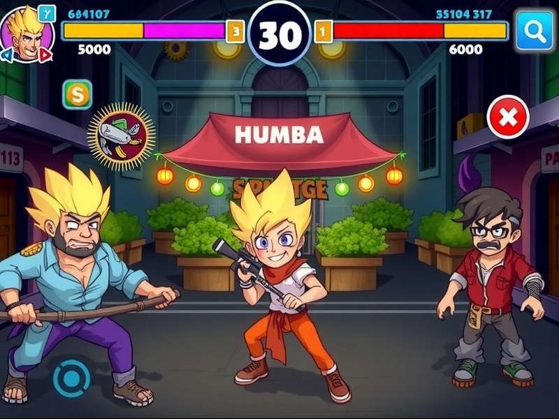 Bombay Slam King Gameplay Screenshot Bombay Slam King gameplay showing characters in a Mumbai market arena